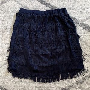Eloquii navy fringe skirt